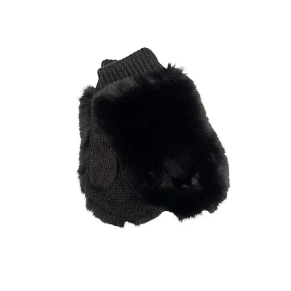 Faux Fur Mittens Black Super Soft And Warm by More Than Magic Girls One Size New
